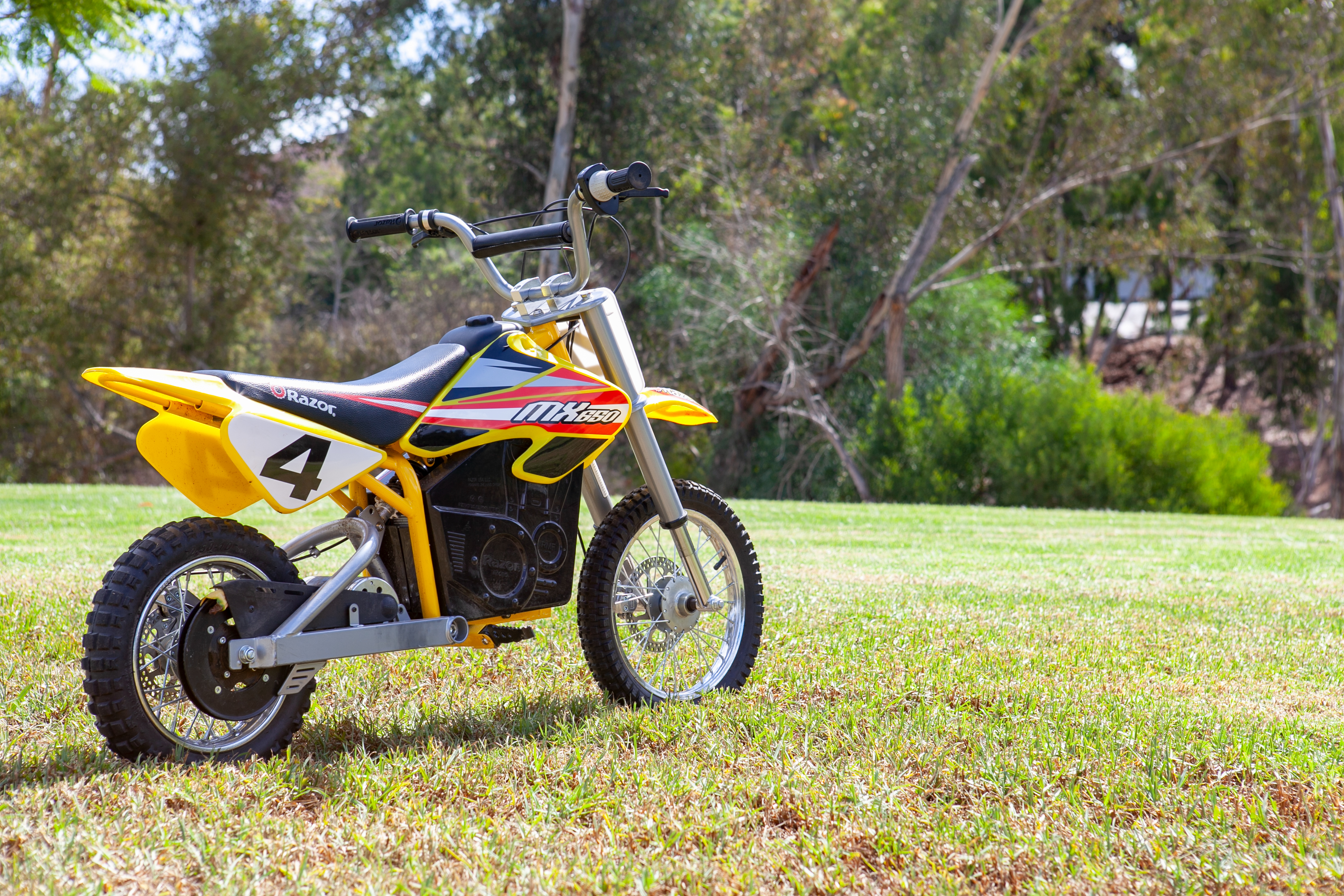 yellow razor electric dirt bike