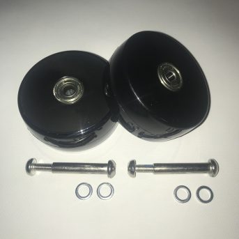 1 pair of coreless urethane wheels (76mm x 30mm) with ABEC-5 bearings and axle bolts for Crazy Cart and Crazy Cart XL
