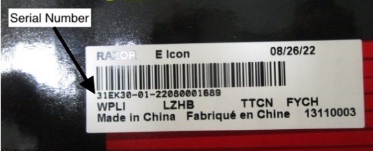 Razor Icon box serial number example