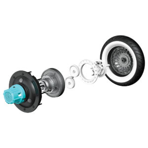 PocketMod Petite in blue hub motor exploded 2