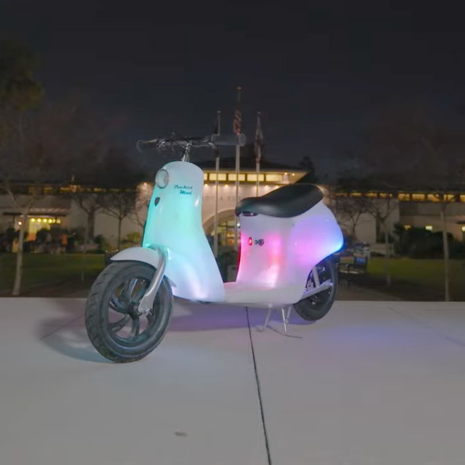 PocketMod lightshow lit up at night