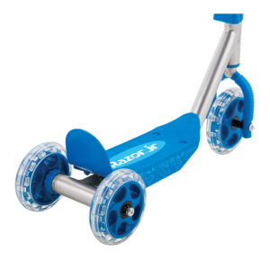 Razor Jr Lil Kick scooter in blue wheels left