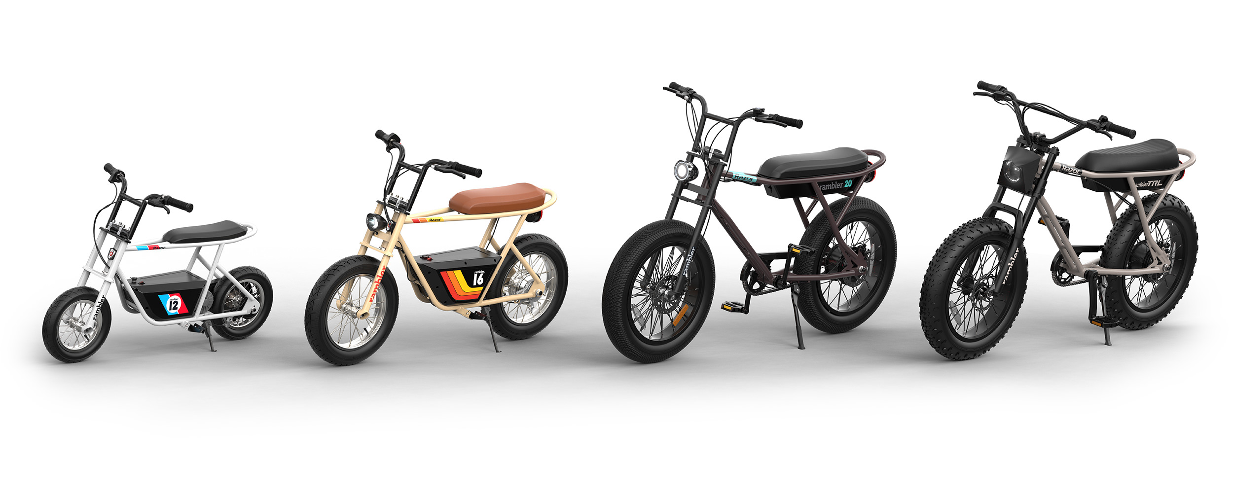 The family of Ramblers all lined up next to each other.